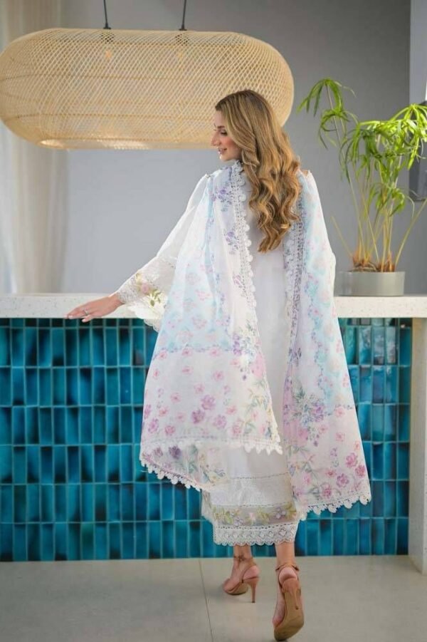 Jazmine Summer Casual 3PC | Air Jet Lawn Embroidered Suit with Tarkashi Dupatta 2025 - Image 2
