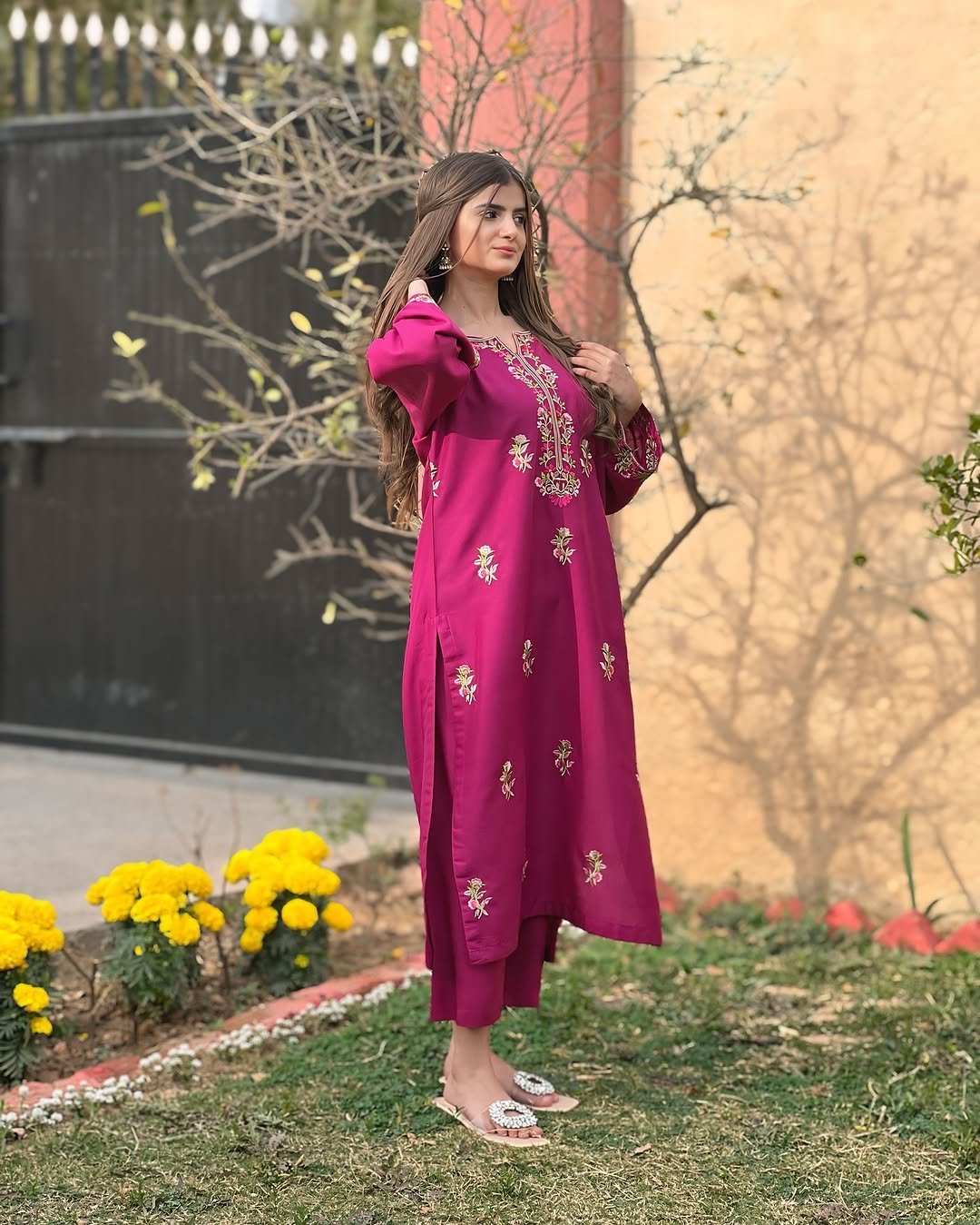 Aangan Embroidered Long Shirt | Premium Summer Linen | 2PC Collection 2025 - Image 8
