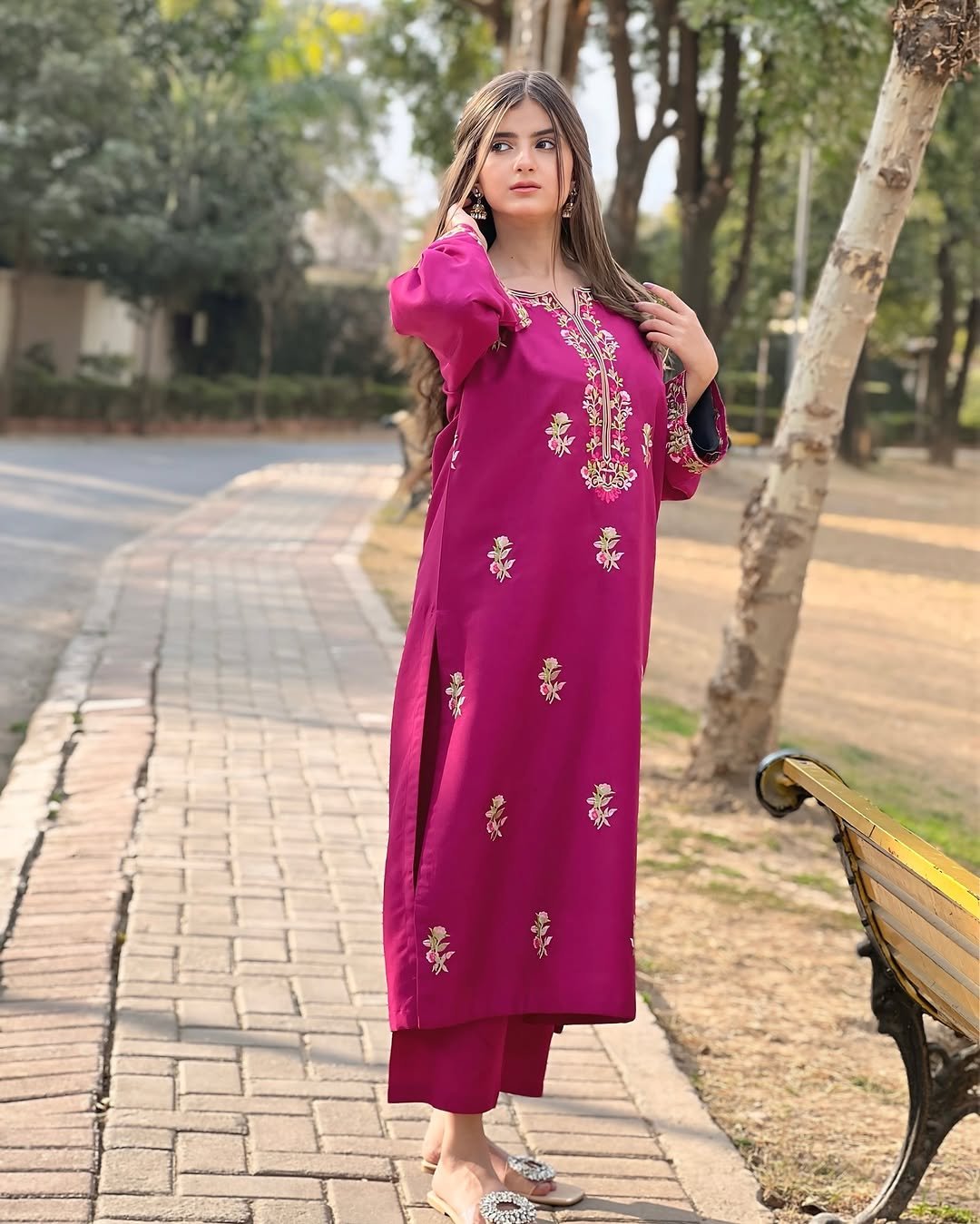 Aangan Embroidered Long Shirt | Premium Summer Linen | 2PC Collection 2025 - Image 3