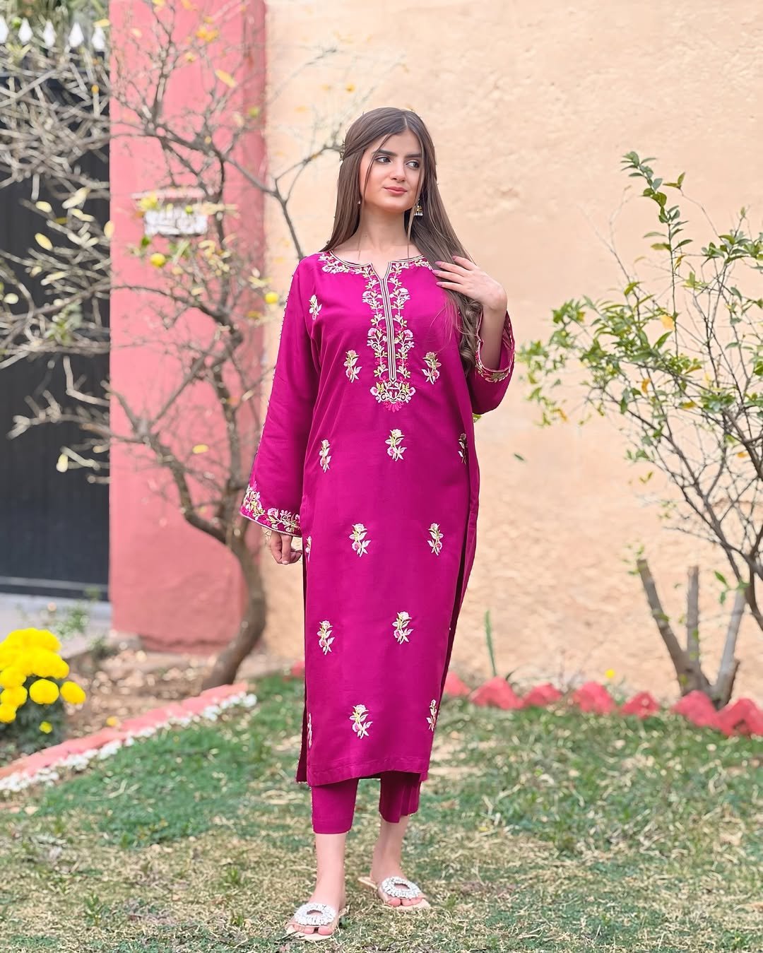 Aangan Embroidered Long Shirt | Premium Summer Linen | 2PC Collection 2025 - Image 2