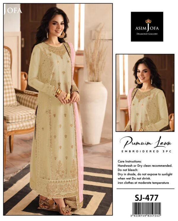 Asim Jofa Summer Lawn 3PC | Premium Air-Jet Lawn Heavy Embroidered Suit 2025