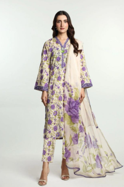 Alkaram 3PC Printed Lawn Eid Suit 2025 | Voil Lawn Dupatta
