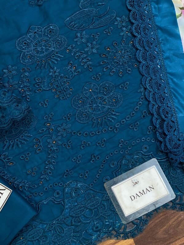 NOOR by Sadia 3PC Lawn | Chikankari Embroidered Suit with Silk Dupatta 2025 - Image 4