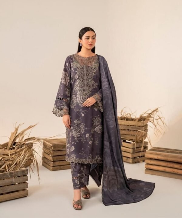IZNIK Lawn 3PC | Digital Printed Suit with Embroidered Patches & Silk Dupatta 2025