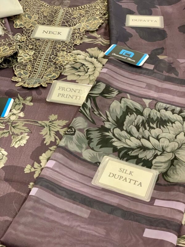 IZNIK Lawn 3PC | Digital Printed Suit with Embroidered Patches & Silk Dupatta 2025 - Image 2