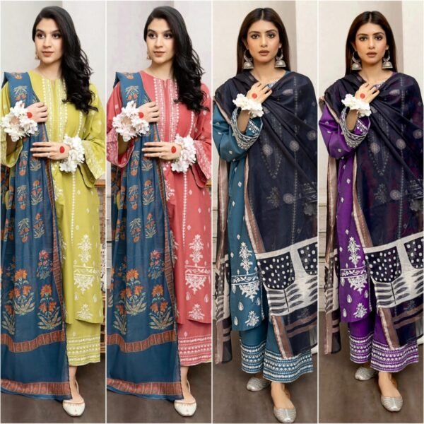 URGE Summer Lawn 3PC | Heavy Embroidered Airjet 90/80 with Diamond Dupatta 2025 - Image 4