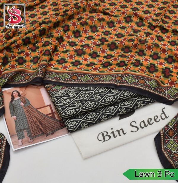 Bin Saeed Printed 3PC Lawn Collection 2025 | Voile Dupatta Set - Image 2