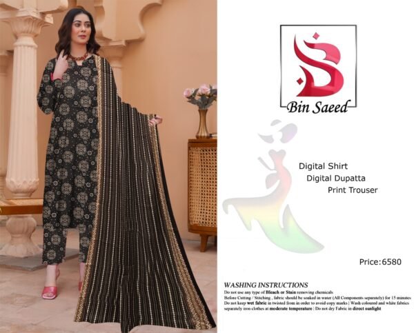 Bin Saeed Printed 3PC Lawn Collection 2025 | Voile Dupatta Set - Image 2