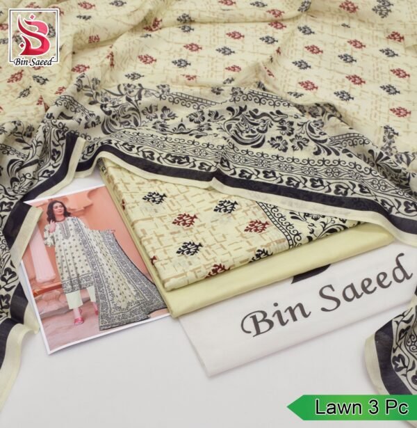 Bin Saeed Printed 3PC Lawn Collection 2025 | Voile Dupatta Set - Image 2
