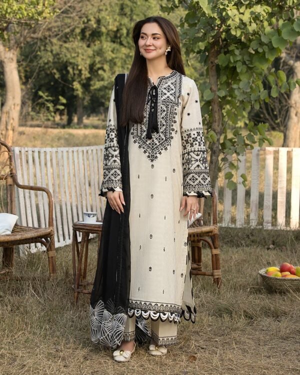Zara Shahjahan 3PC | 2K25 Lawn Suit with Emb Chiffon Dupatta