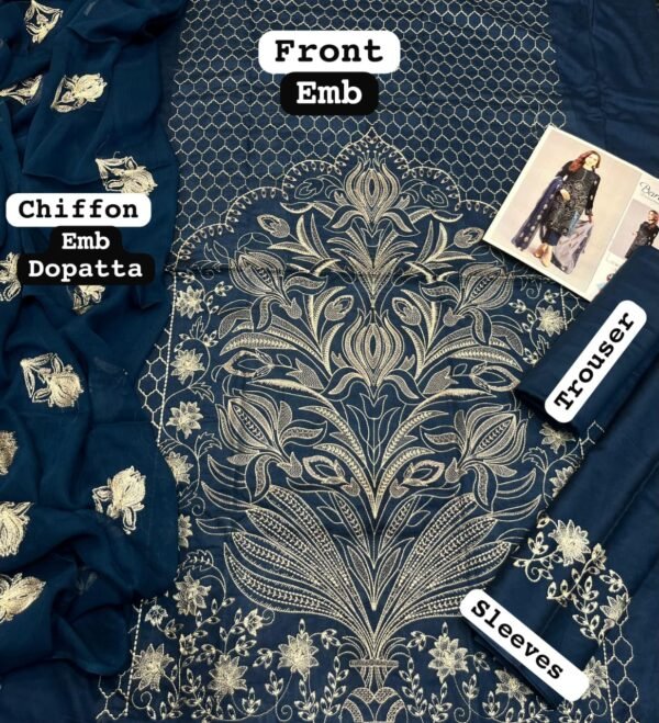 Bareeze 2K25 Lawn Suit | Emb Lawn with Chiffon Dupatta - Image 3