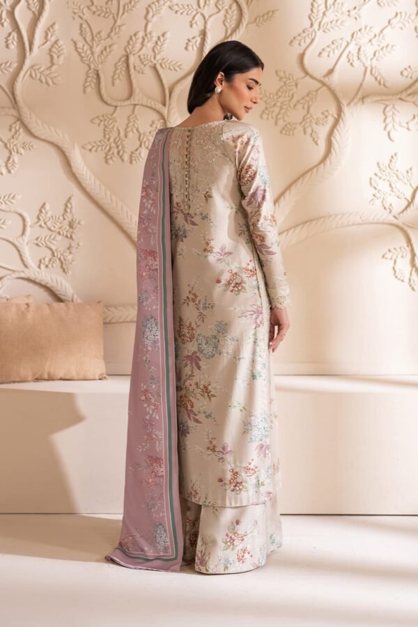 Iznik Lawn 3PC Suit 2025 | Printed Lawn with Emb Neck & Chiffon Dupatta - Image 4