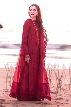 Qalamkar 3PC Chickenkari Lawn Suit | Summer Collection 2025 | Embroidered Shirt & Net Dupatta