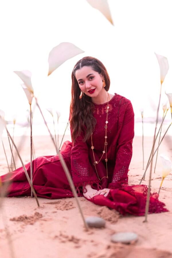 Qalamkar 3PC Chickenkari Lawn Suit | Summer Collection 2025 | Embroidered Shirt & Net Dupatta - Image 3
