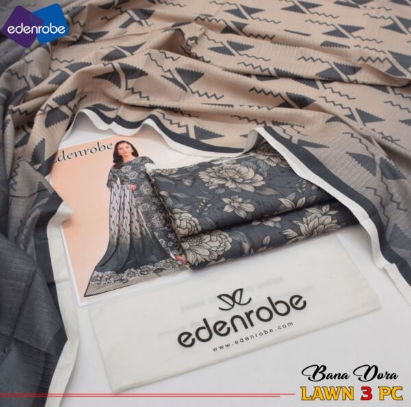 Edenrobe Bana Dora 3PC Lawn Set | 90/70 Digital Print | 2025