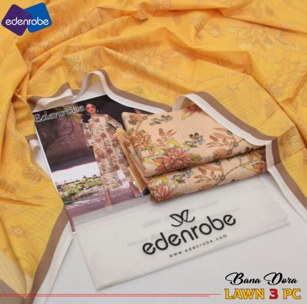 Edenrobe Bana Dora 3PC Lawn Set | 90/70 Digital Print | 2025