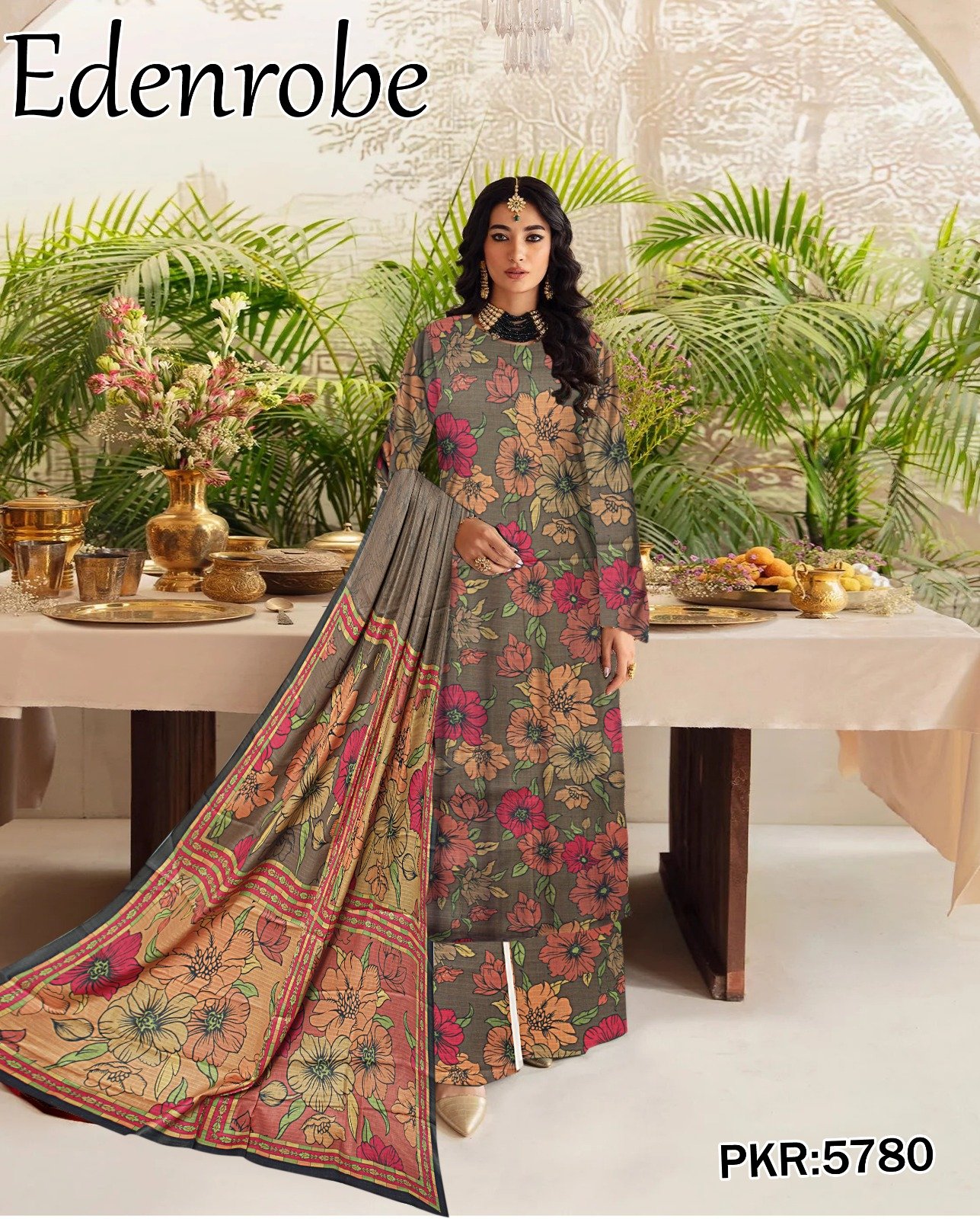 Edenrobe Bana Dora 3PC Lawn Set | 90/70 Digital Print | 2025