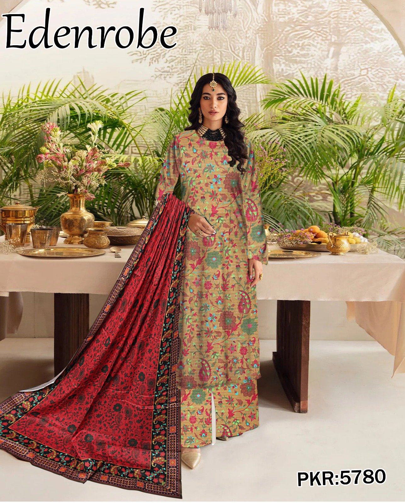 Edenrobe Bana Dora 3PC Lawn Set | 90/70 Digital Print | 2025