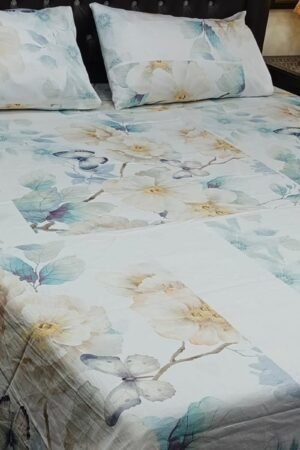 3PC Export Cotton Bedsheet Set | King Size Soft Fabric 2025