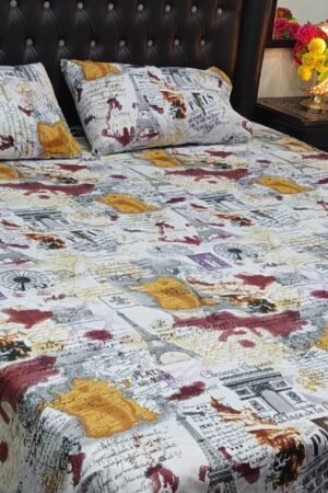 3PC Export Cotton Bedsheet Set | King Size Soft Fabric 2025