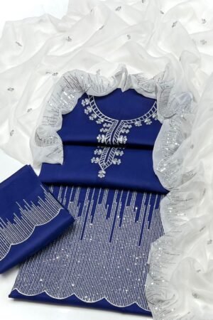 3PC 03MM Sequence Emb Lawn Suit | Chiffon Dupatta 2025