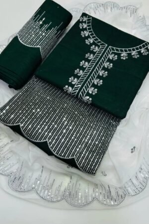 3PC 03MM Sequence Emb Lawn Suit | Chiffon Dupatta 2025