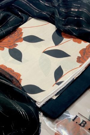 3PC Digital Lawn | IB Bonanza 2025 | Zari Chiffon Dupatta