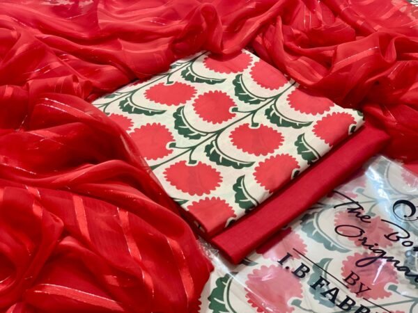 3PC Digital Lawn | IB Bonanza 2025 | Zari Chiffon Dupatta