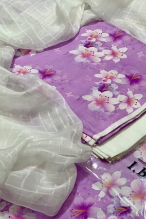3PC Digital Lawn | IB Bonanza 2025 | Zari Chiffon Dupatta