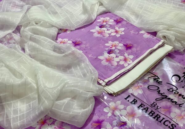 3PC Digital Lawn | IB Bonanza 2025 | Zari Chiffon Dupatta