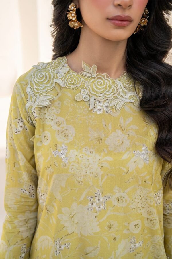 3PC Iznik Lawn EFL-08 | Emb Front + Chiffon Dupatta - Image 6