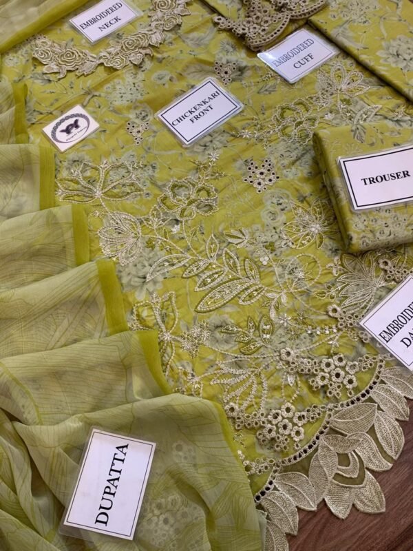 3PC Iznik Lawn EFL-08 | Emb Front + Chiffon Dupatta - Image 5
