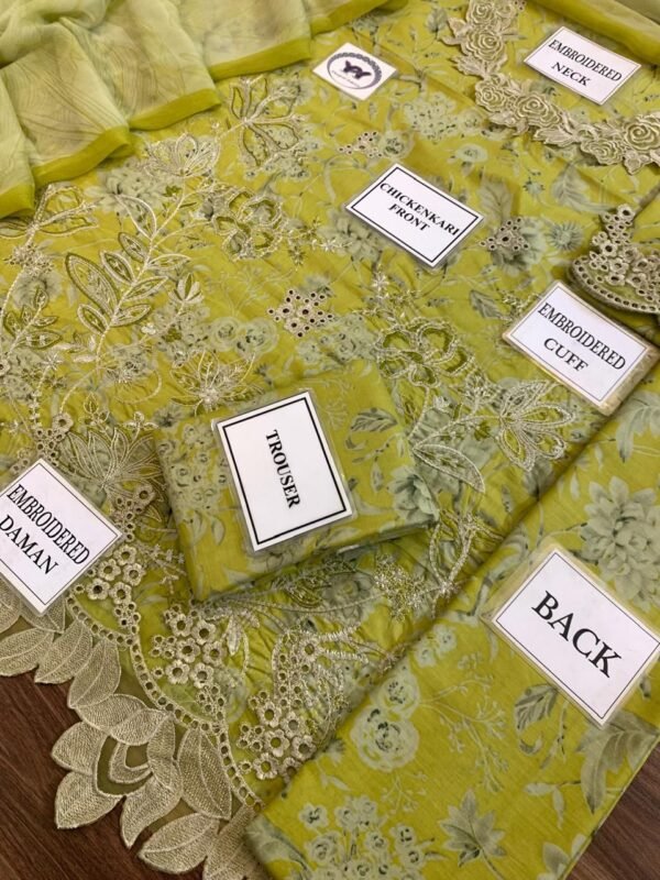 3PC Iznik Lawn EFL-08 | Emb Front + Chiffon Dupatta - Image 4